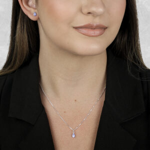 Conjunto Gota Zircônia Roxa | Prata 925