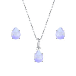 Conjunto Gota Zircônia Roxa | Prata 925